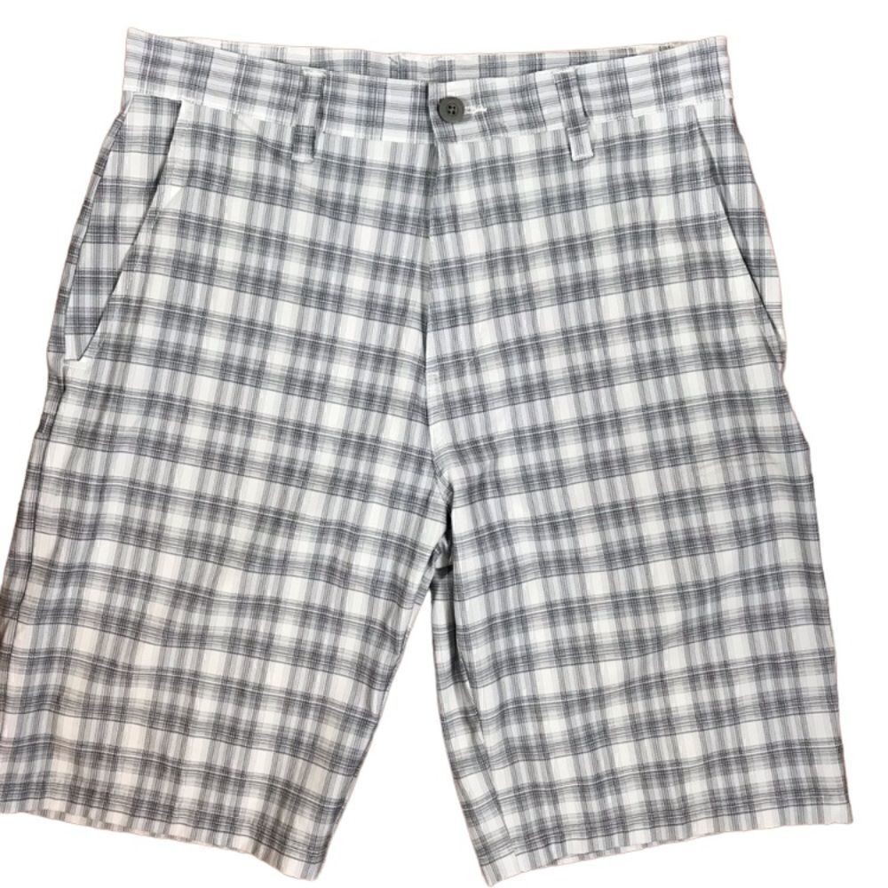 Ron Jon Surf Shop Gray And White Plaid Hybrid Shorts, Size 30‎